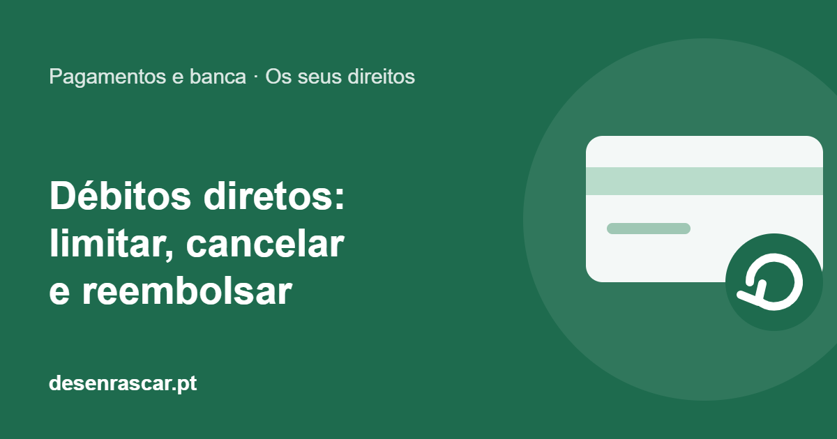 Ilustração: cartão bancário com uma seta circular, representando o reembolso de débitos diretos