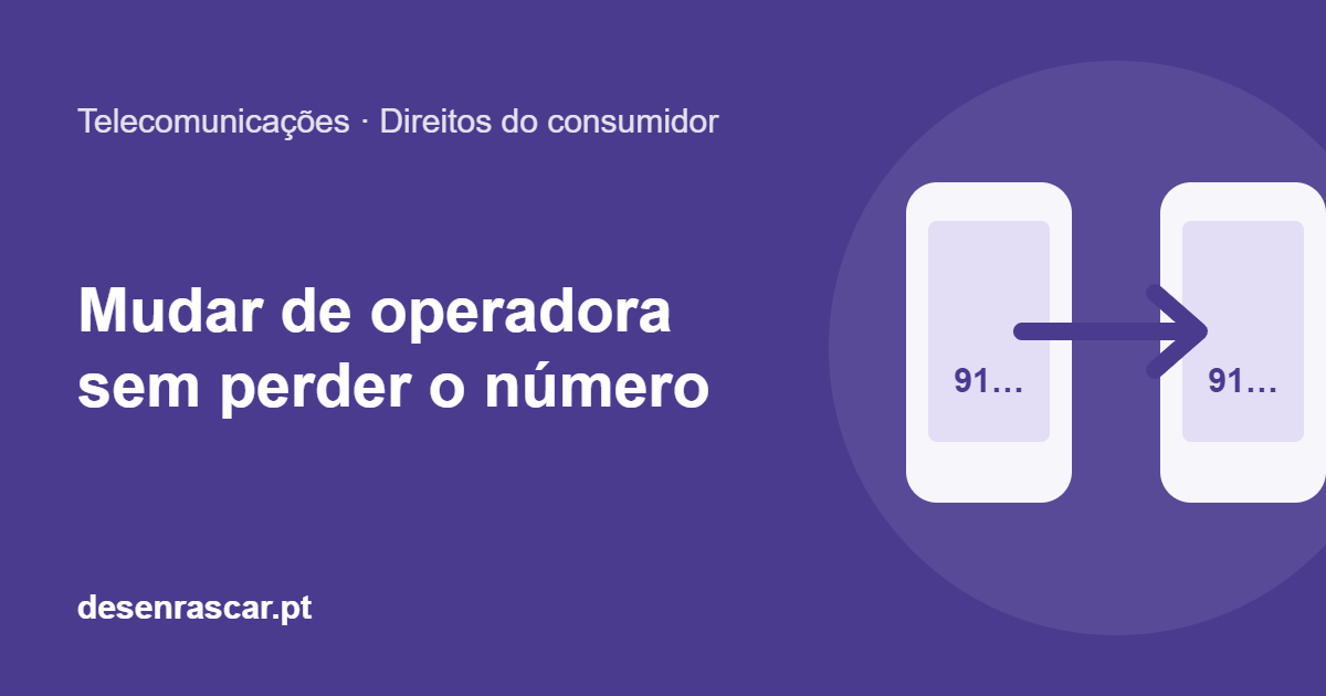 Ilustração: dois telemóveis com o mesmo número e uma seta entre eles, representando a portabilidade
